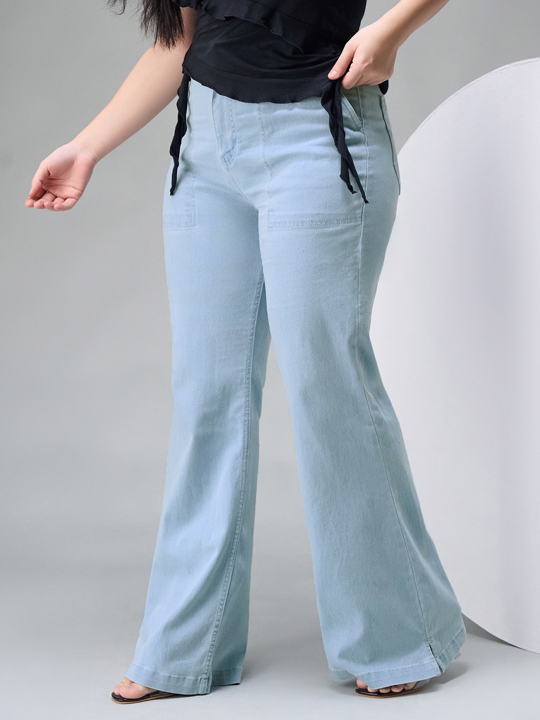 

Miss Chase A+ Women Bootcut High-Rise Heavy Fade Stretchable Jeans, Blue