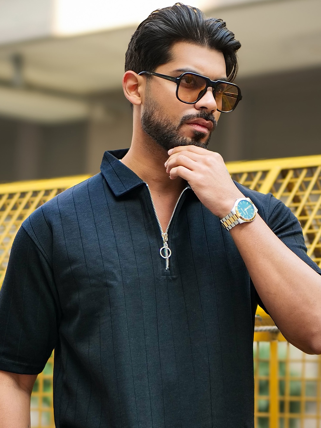 

Maniac Men Polo Collar T-shirt, Black
