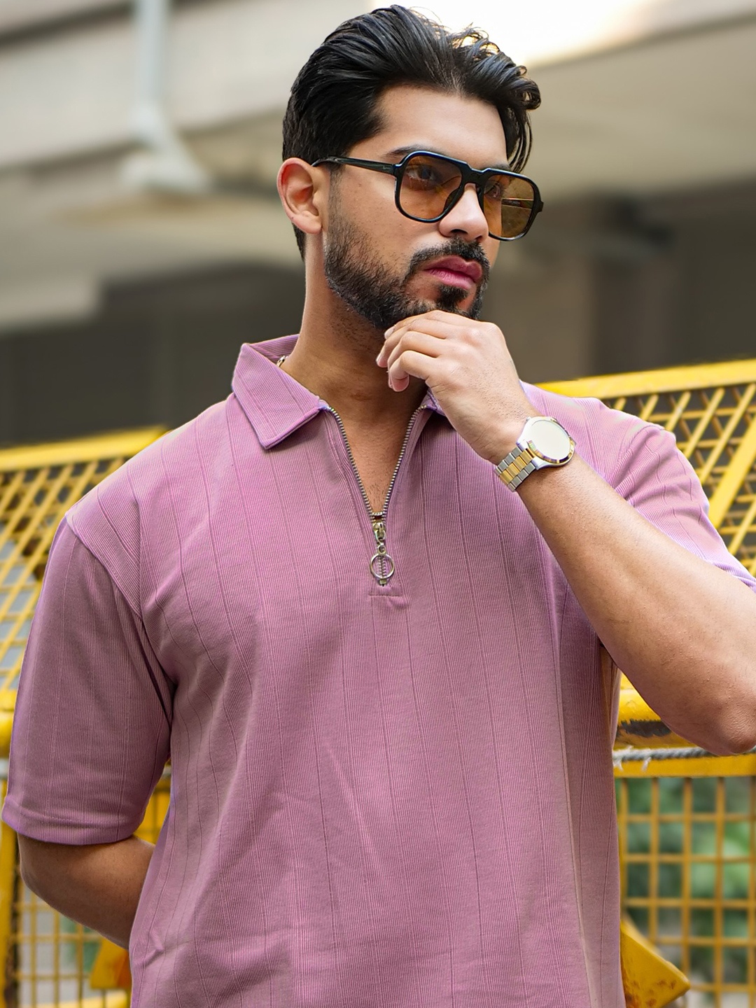 

Maniac Men Polo Collar T-shirt, Pink