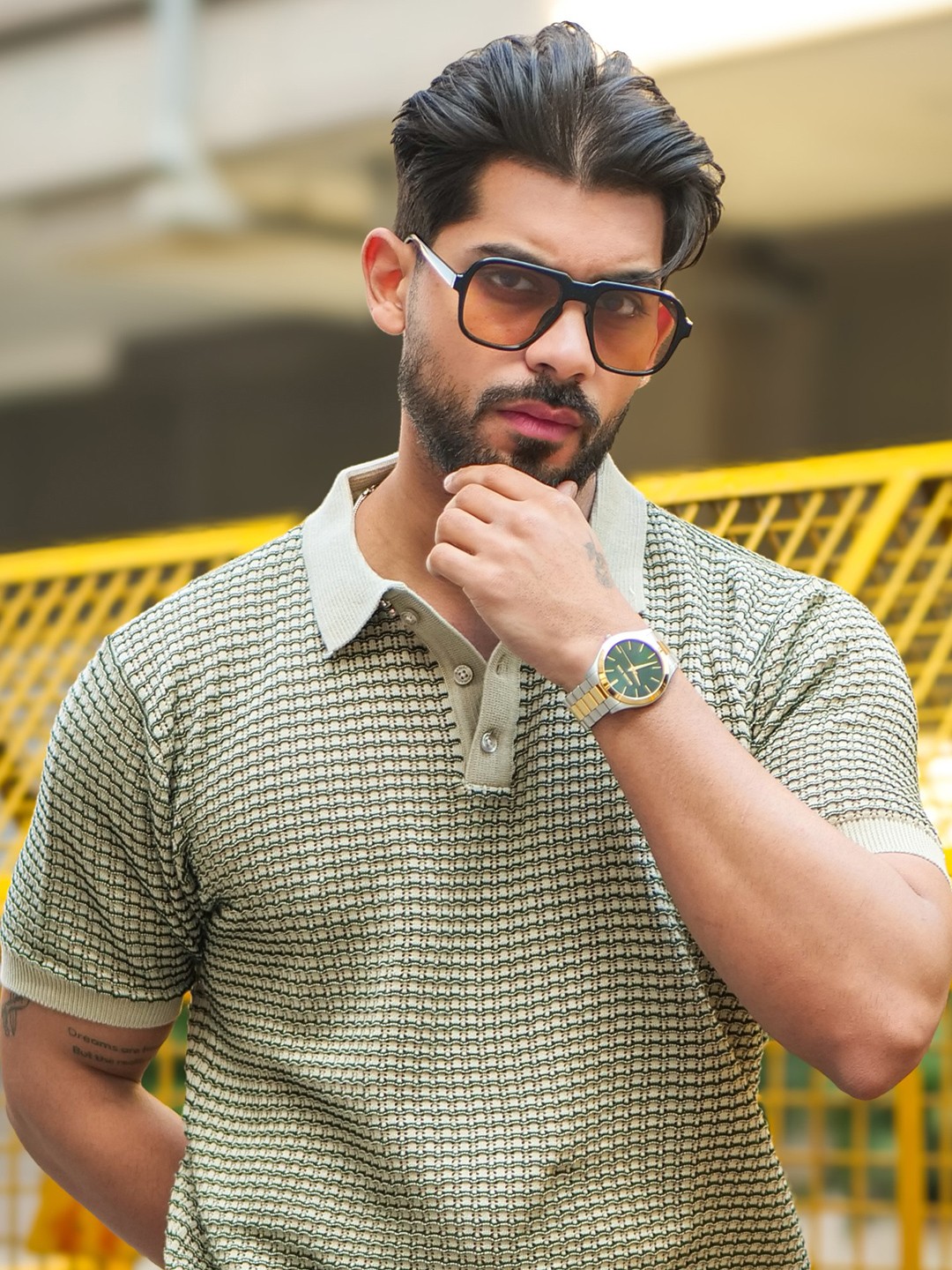 

Maniac Men Polo Collar T-shirt, Beige