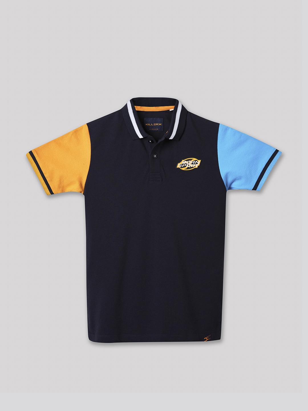 

JUNIOR KILLER Boys Colourblocked Polo Collar T-shirt, Navy blue