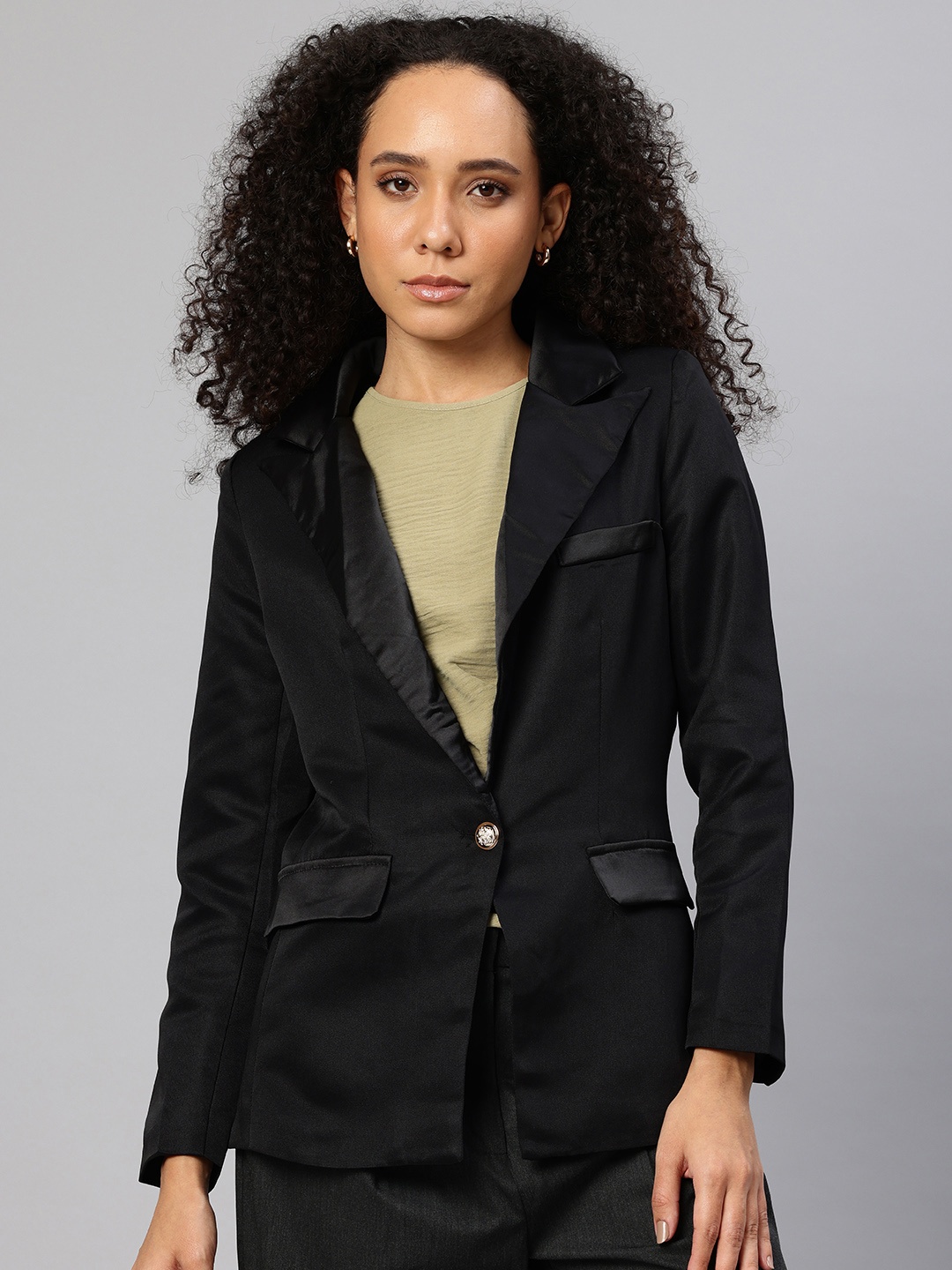 

London Rag Relaxed Fit Single Breasted Casual Blazer, Black