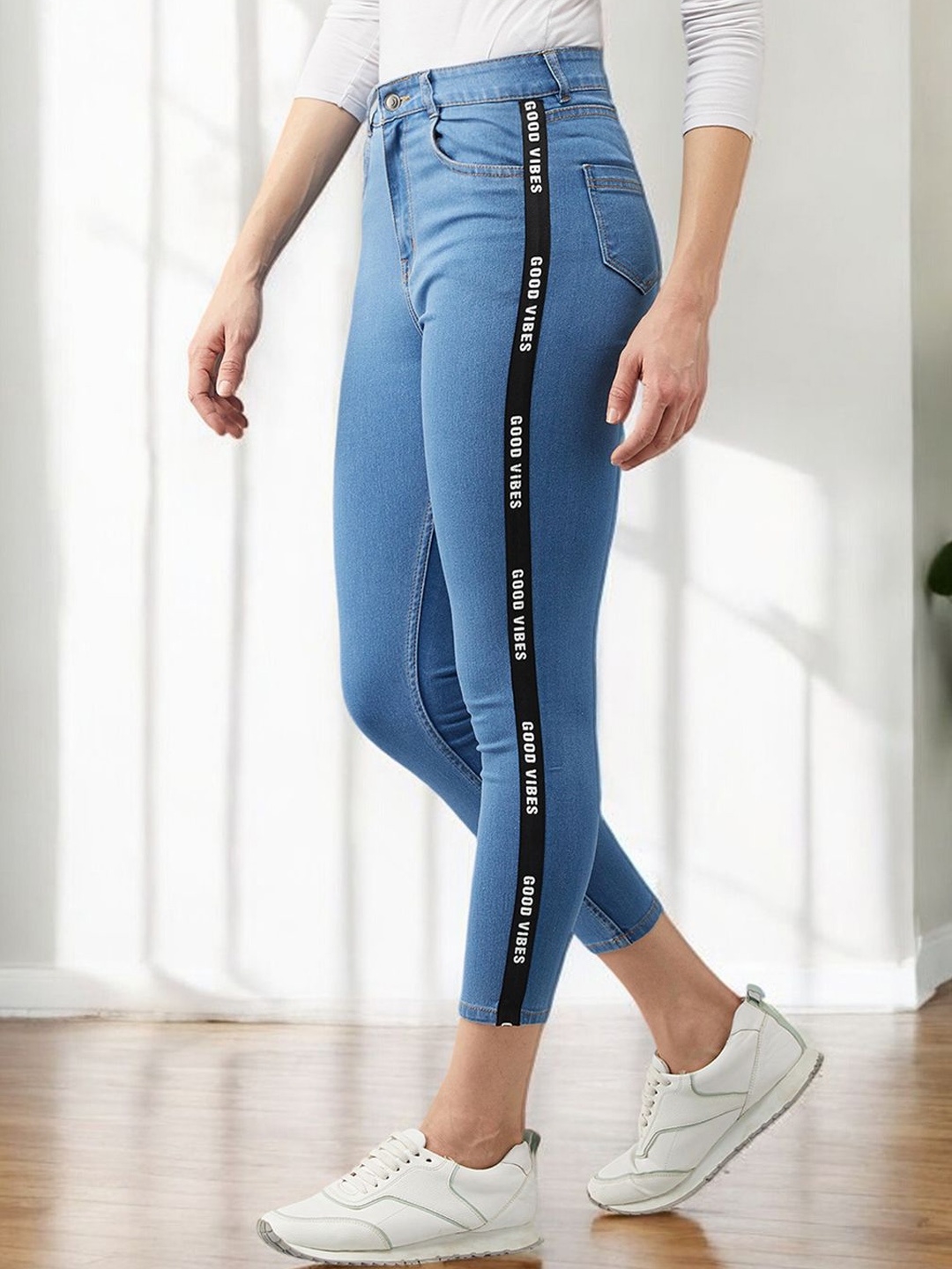 

Mast & Harbour Women Skinny Fit High-Rise Light Fade Stretchable Jeans, Blue