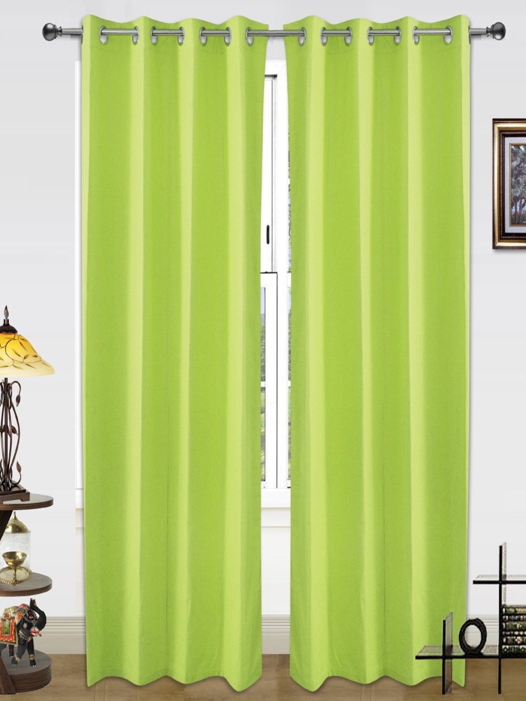 

Dekor World Green Set of 2 Window Curtain