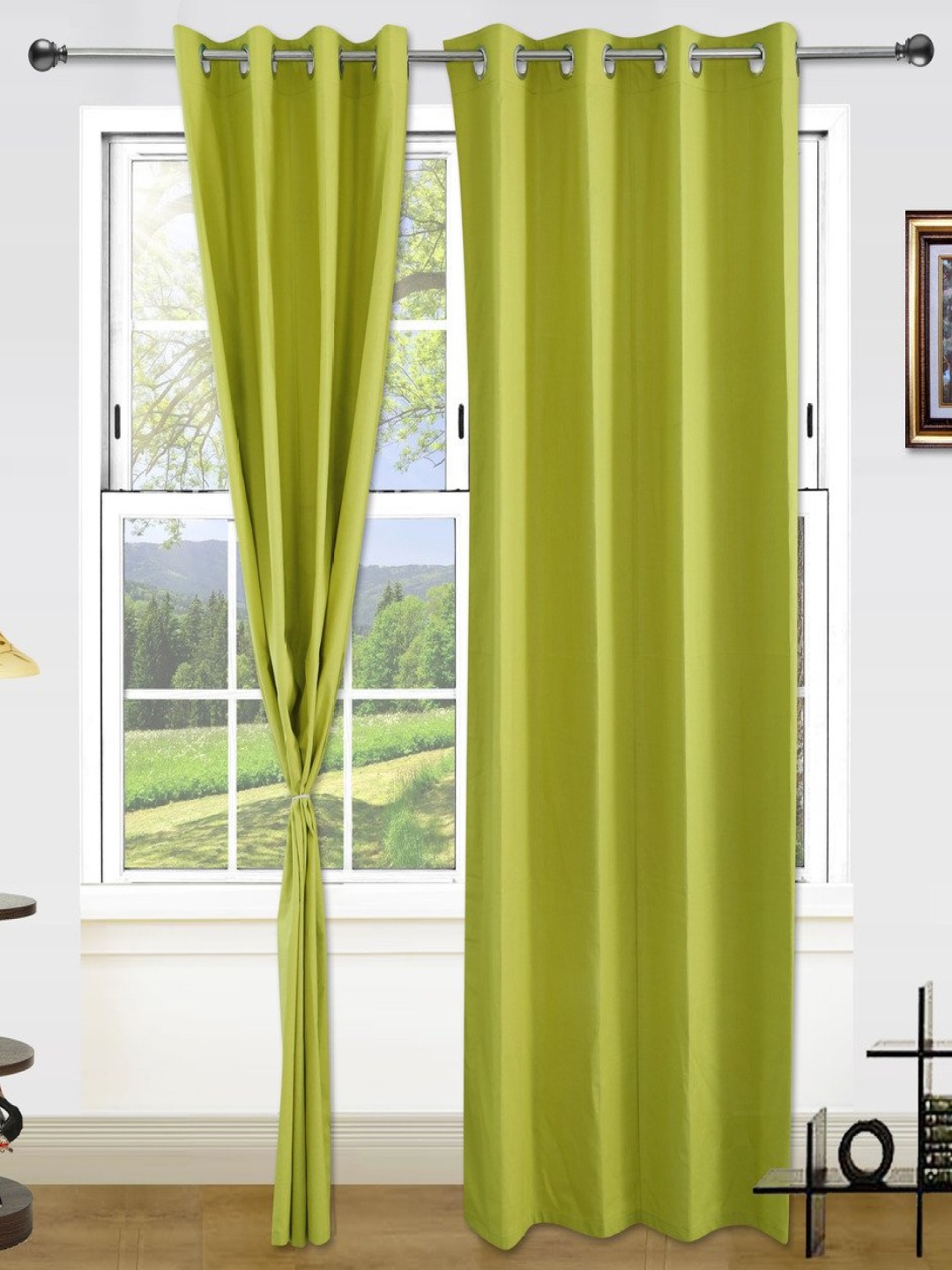 Dekor World Green Set of 2 Window Curtain