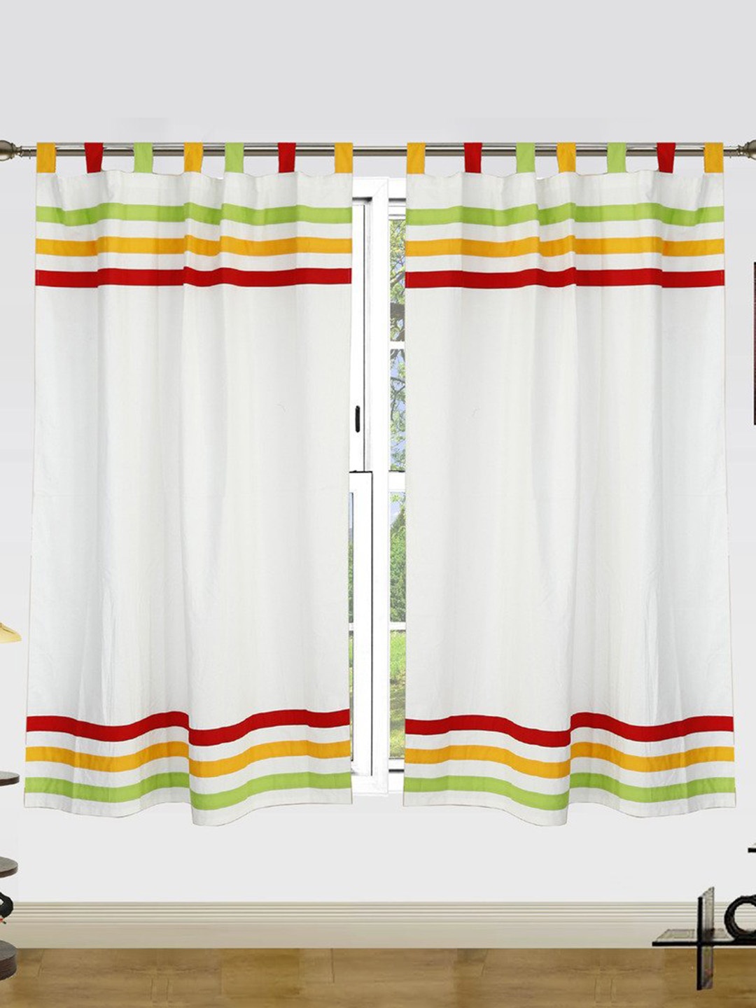 

Dekor World Multicoloured Set of 2 Striped Door Curtain, Multi