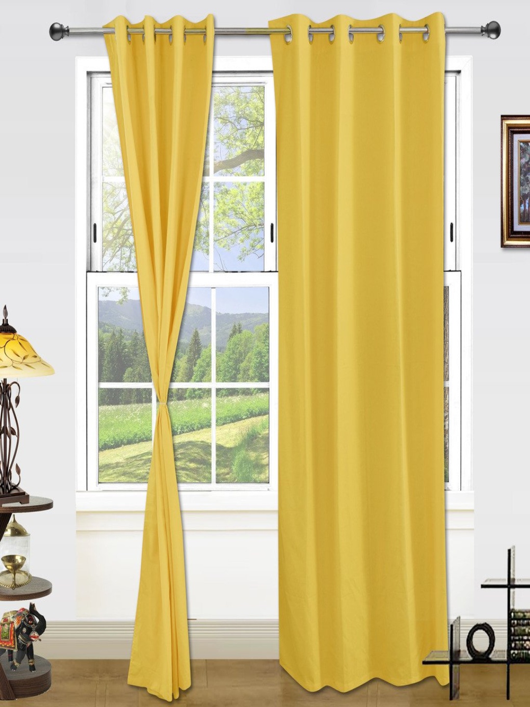 

Dekor World Yellow Set of 2 Window Curtain