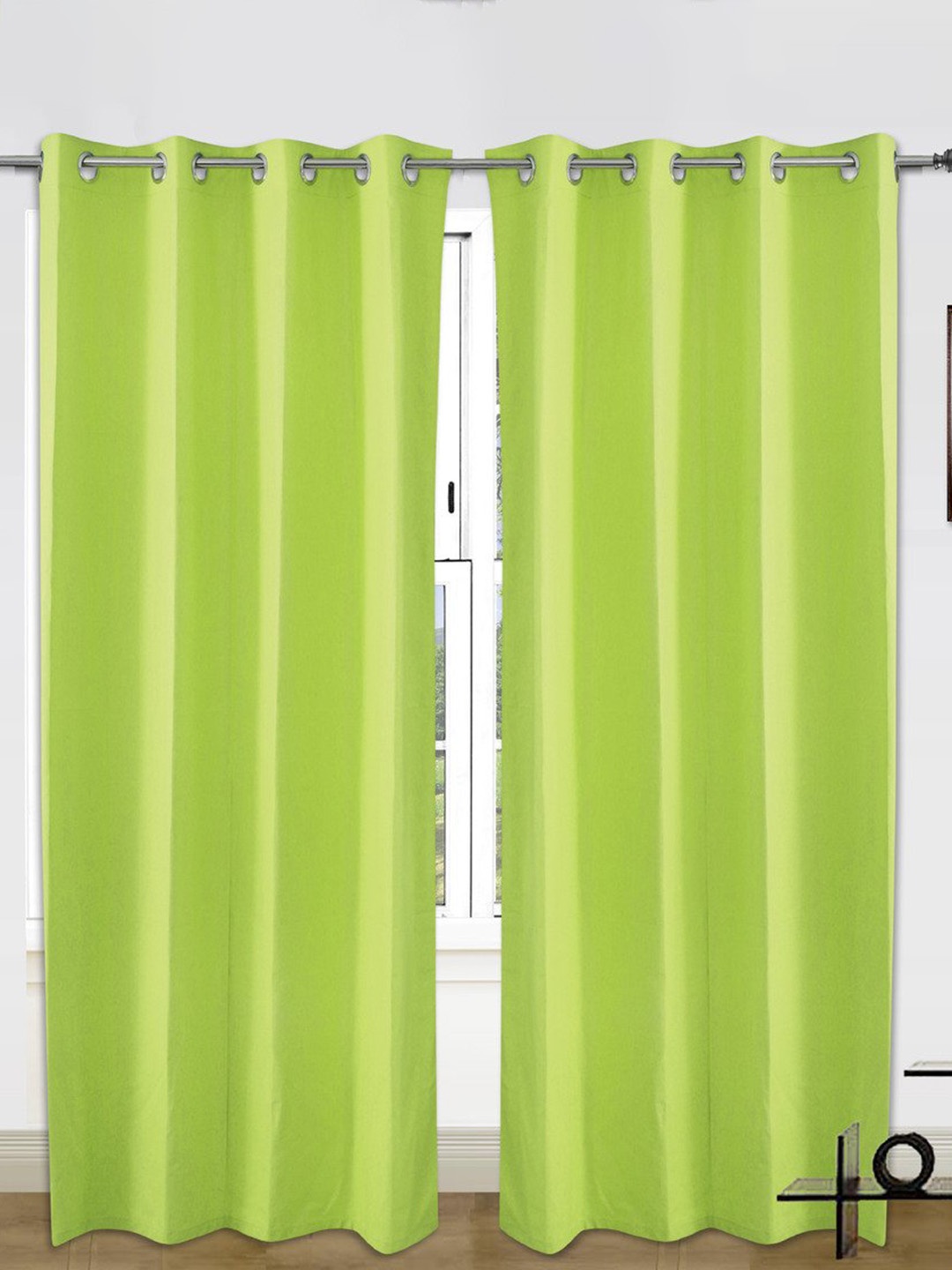 

Dekor World Green Set of 2 Long Door Curtain