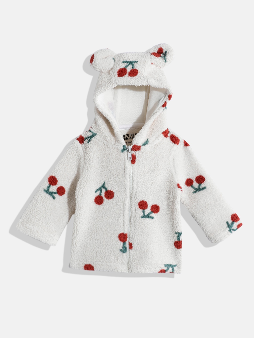 

HERE&NOW Boys Printed Hooded Fleece Sweatshirt, Off white