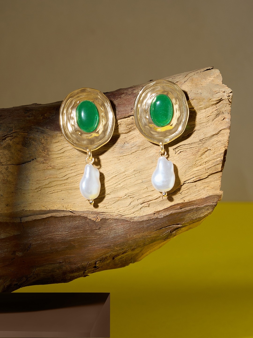 

Zaveri Pearls Contemporary Drop Earrings, Green