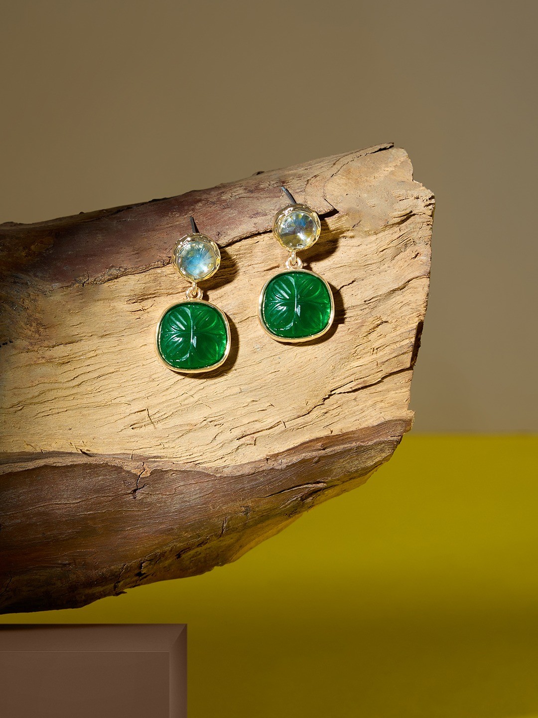 

Zaveri Pearls Contemporary Drop Earrings, Green