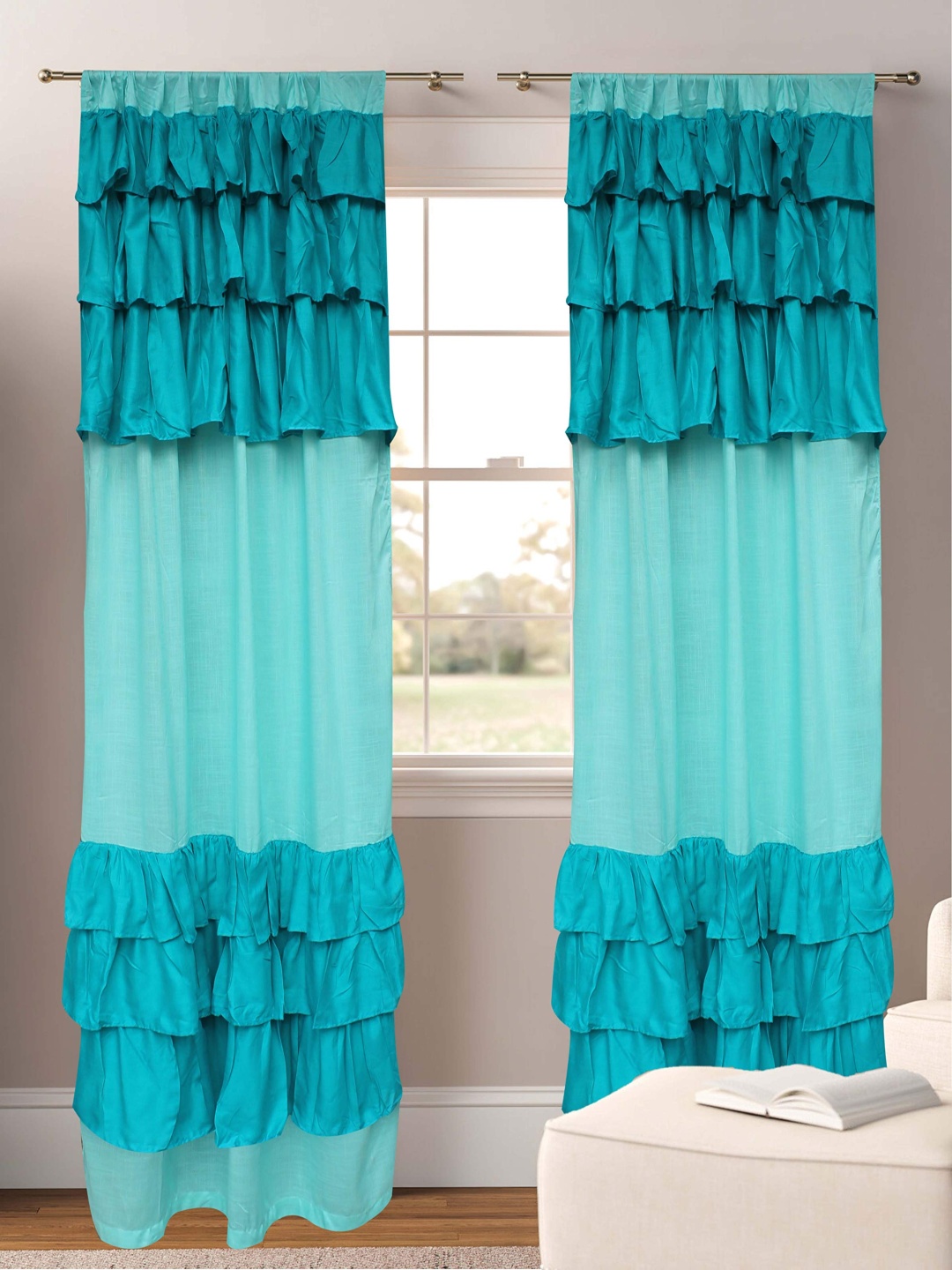 

Dekor World Multicoloured Set of 2 Sheer Door Curtain, Multi