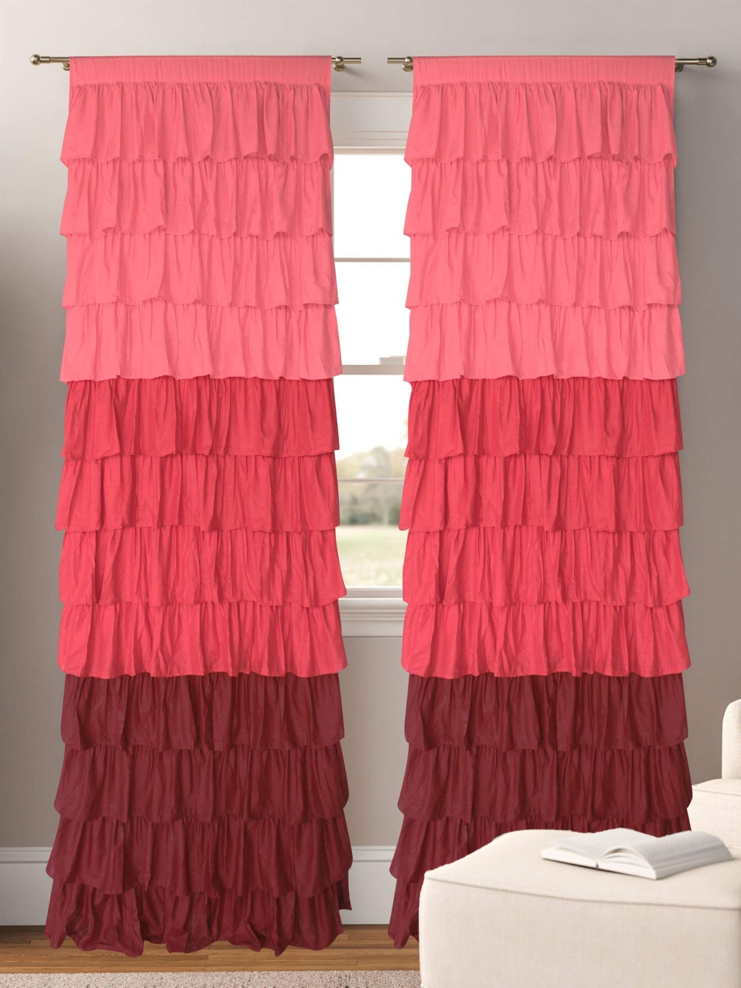 

Dekor World Multicoloured Set of 2 Sheer Window Curtain, Multi