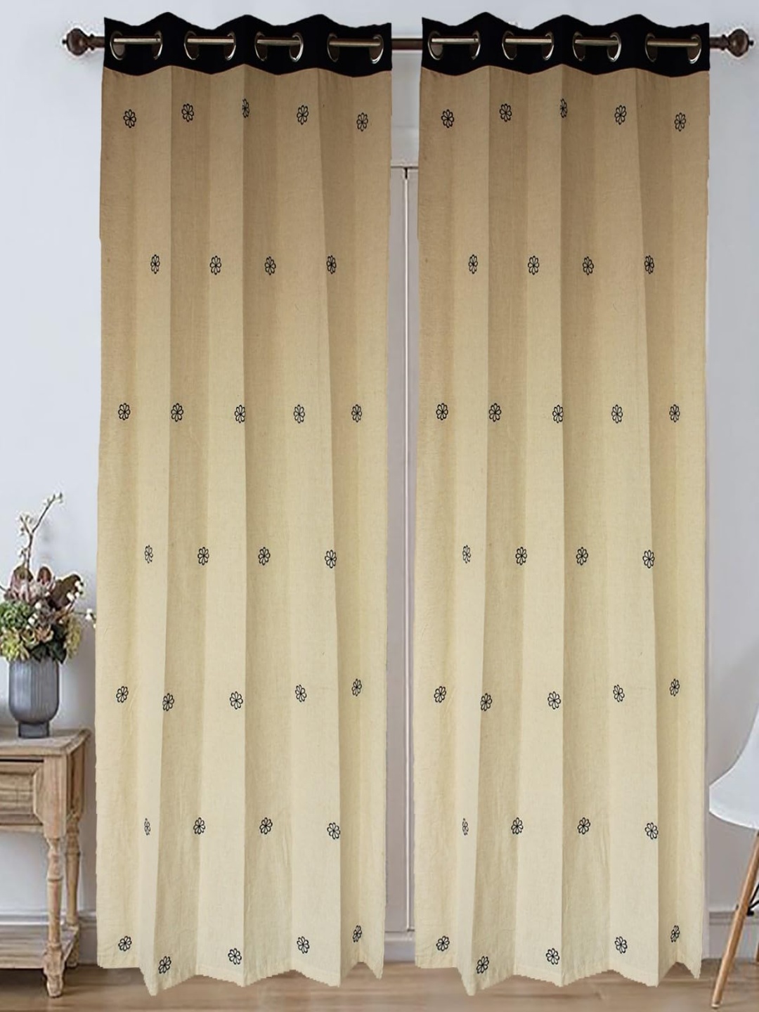 

Dekor World Multicoloured Set of 2 Floral Long Door Curtain, Multi