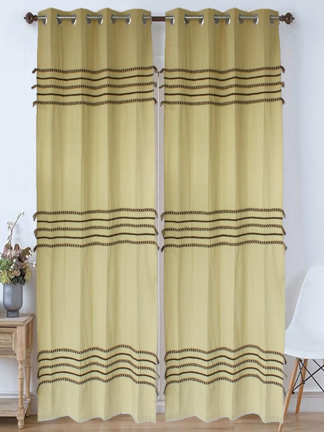 

Dekor World Multicoloured Set of 2 Embellished Door Curtain, Multi