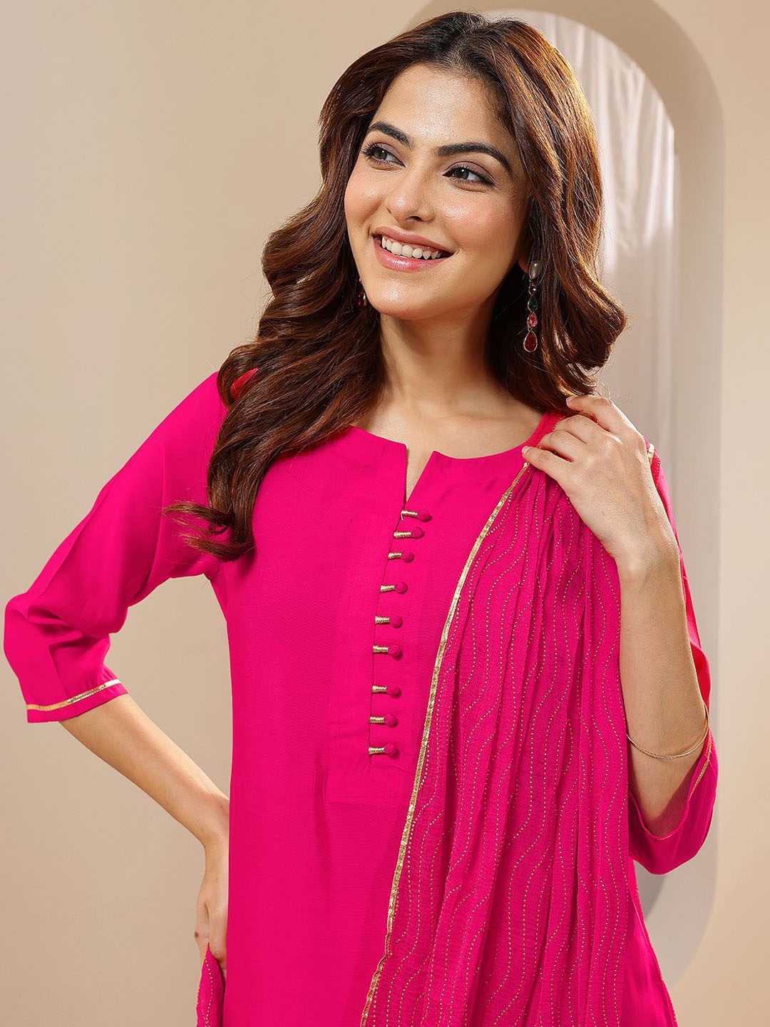 

Libas Women Regular Kurta with Salwar & With Dupatta, Pink