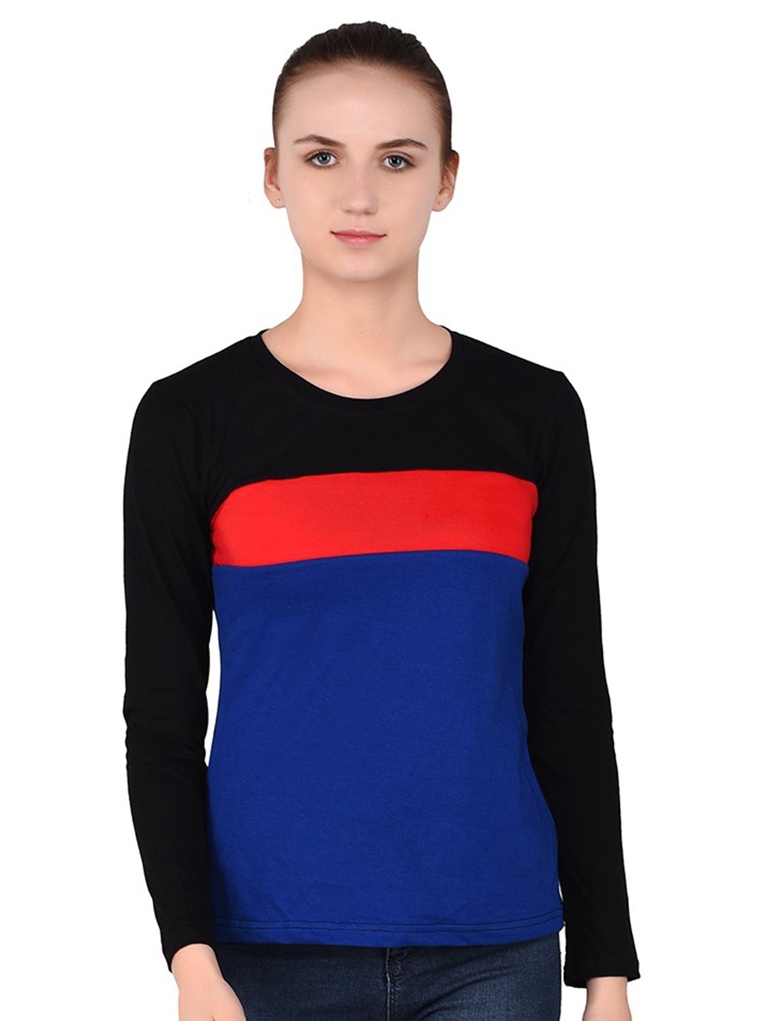 

BEYOU FASHION Women Colourblocked Applique Slim Fit T-shirt, Red