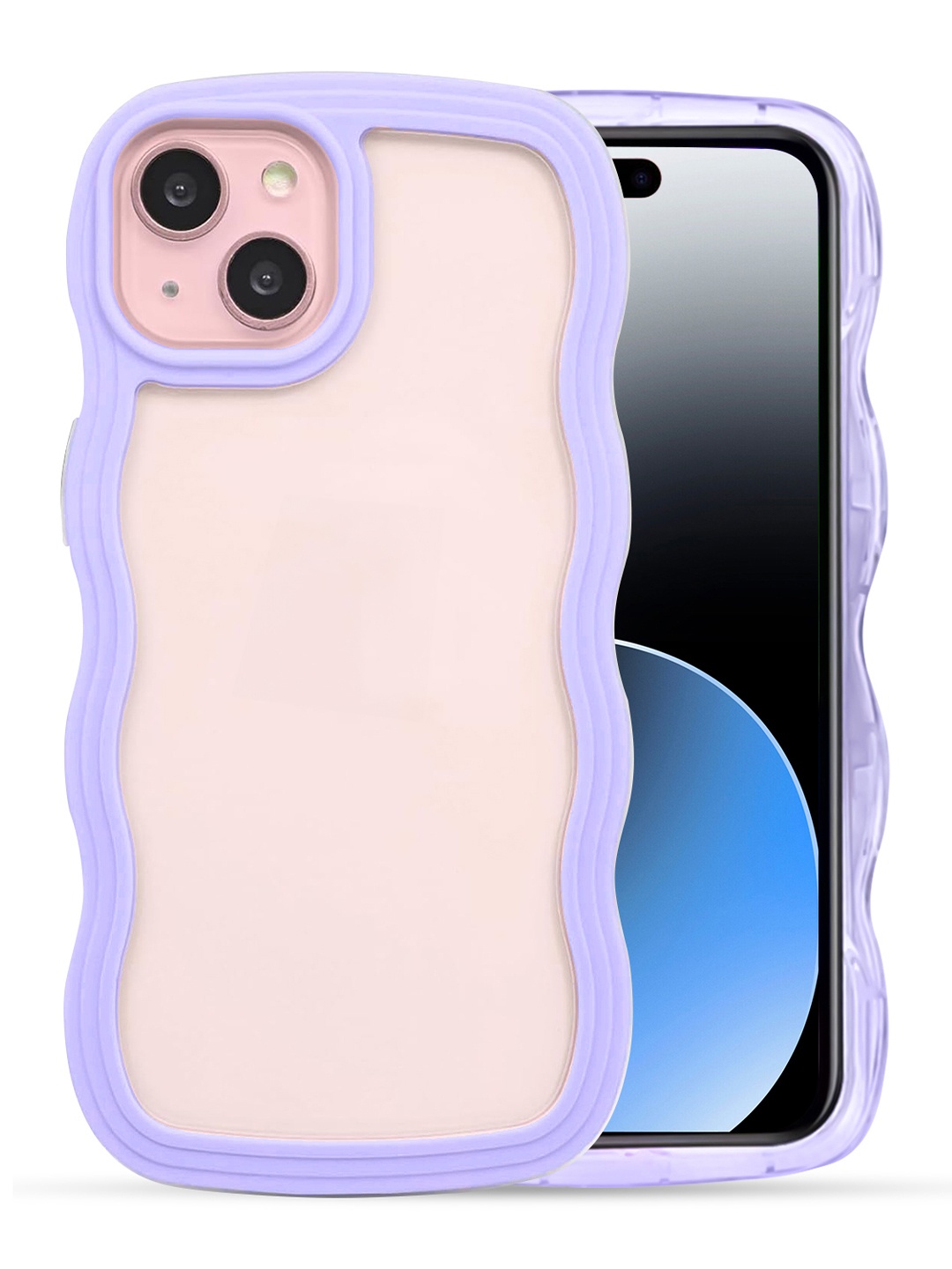 

QRIOH iPhone 15 Plus Purple Wavy Silicon Case, White