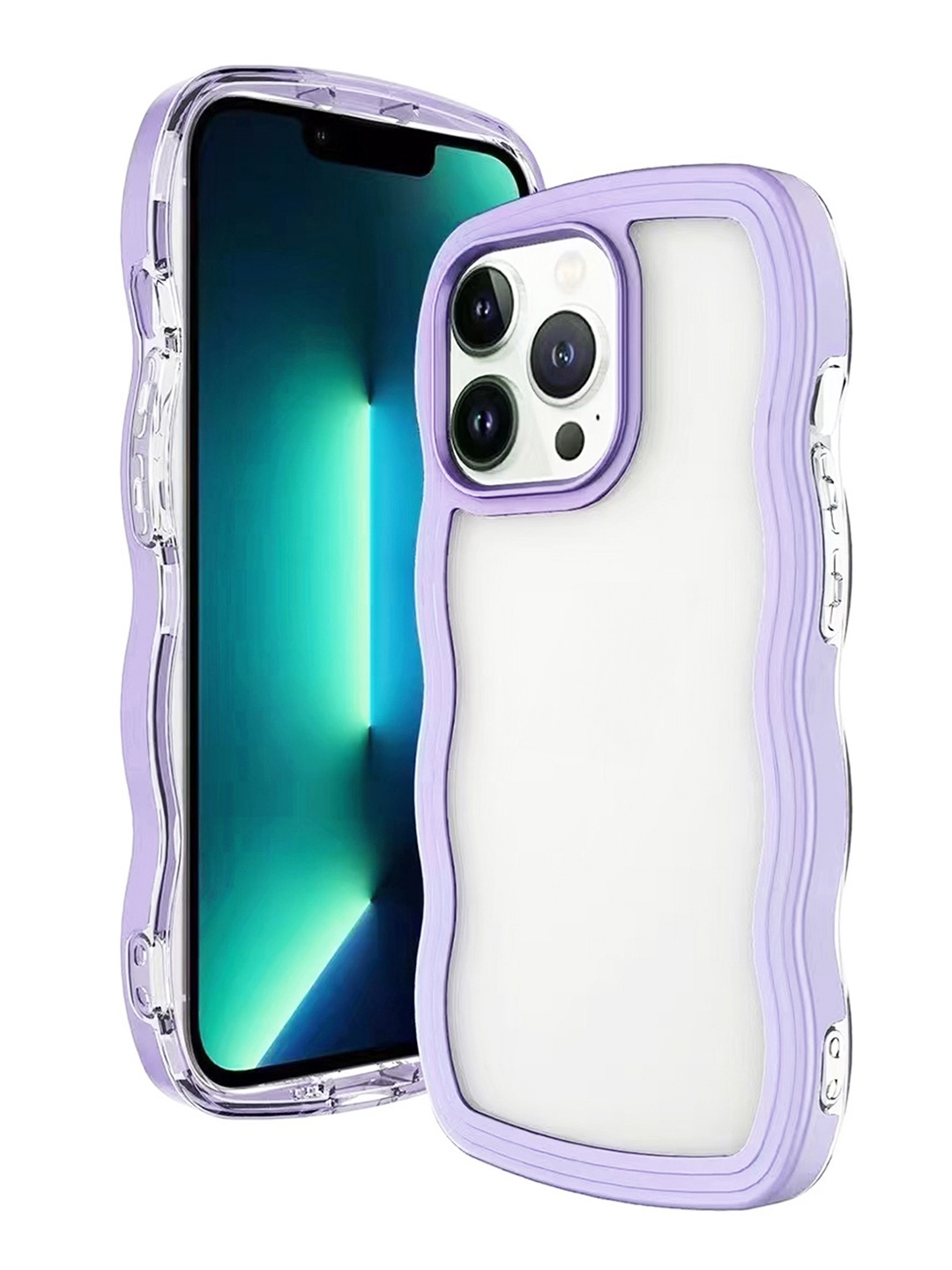 

QRIOH iPhone 14 Pro Purple Wavy Silicon Case, Blue