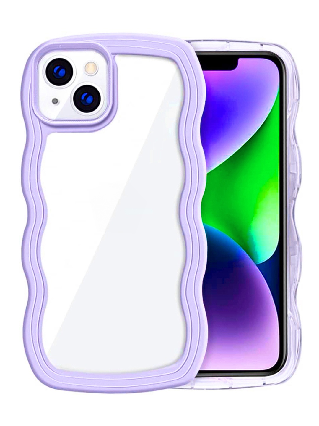 

QRIOH iPhone 14 Plus Purple Wavy Silicon Case, Blue
