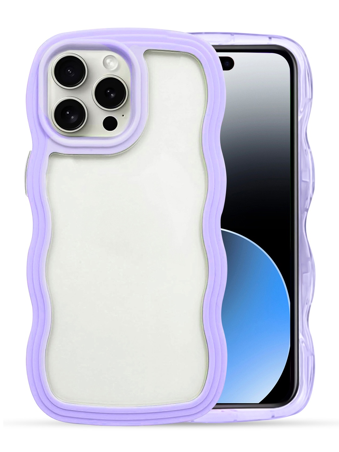 

QRIOH iPhone 15 Pro Purple Wavy Silicon Case, Blue