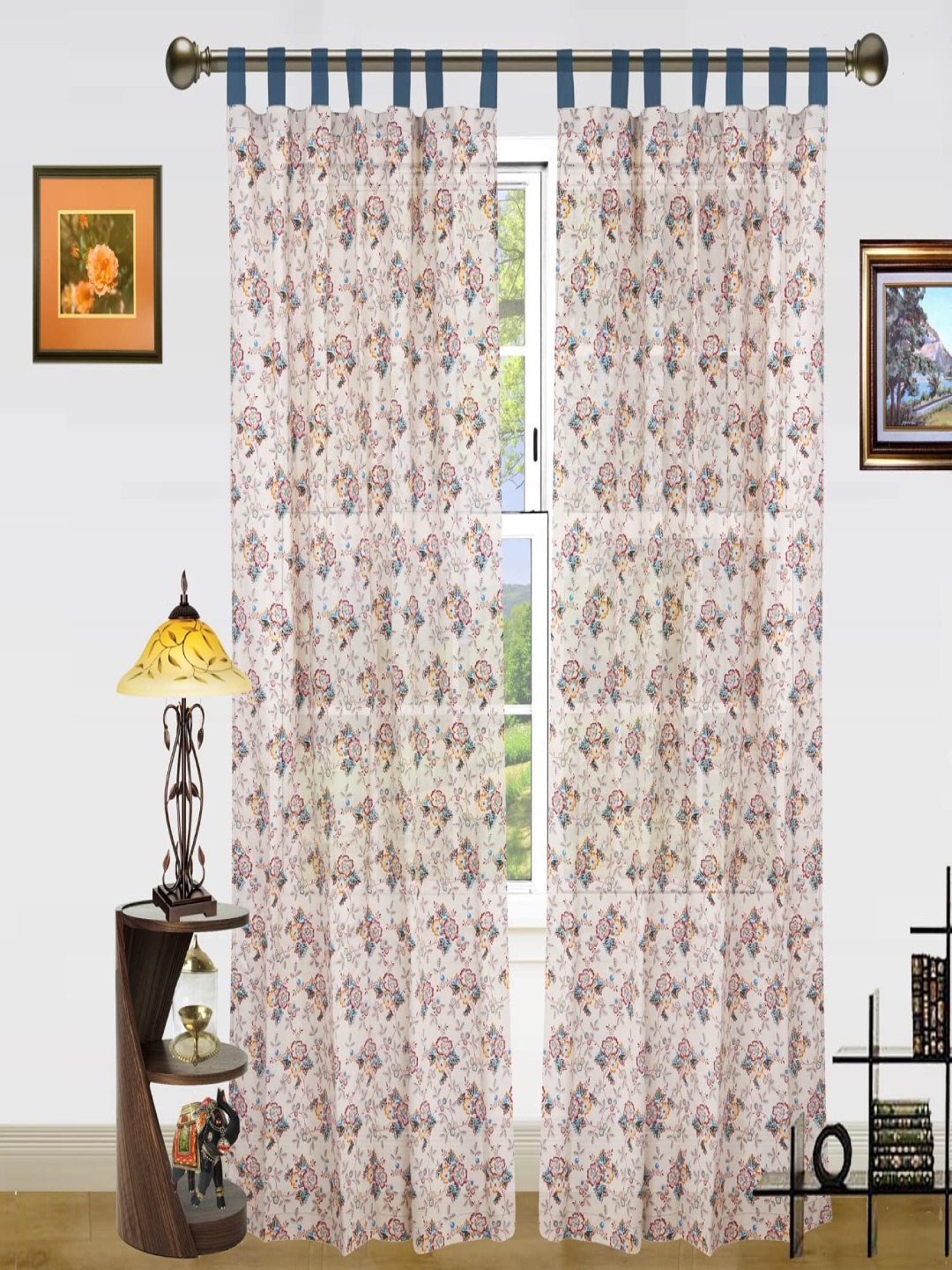 

Dekor World Maroon Set of 2 Floral Long Door Curtain