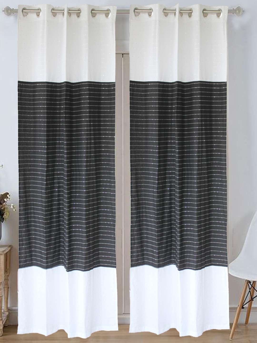 

Dekor World Multicoloured Set of 2 Embroidered Window Curtain, Multi