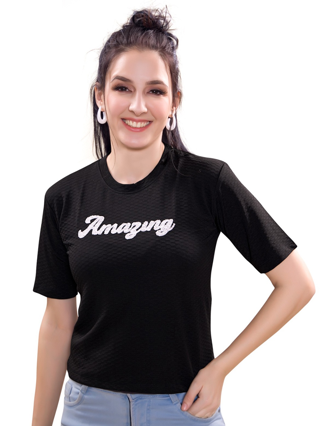 

BAESD Women Printed T-shirt, Black