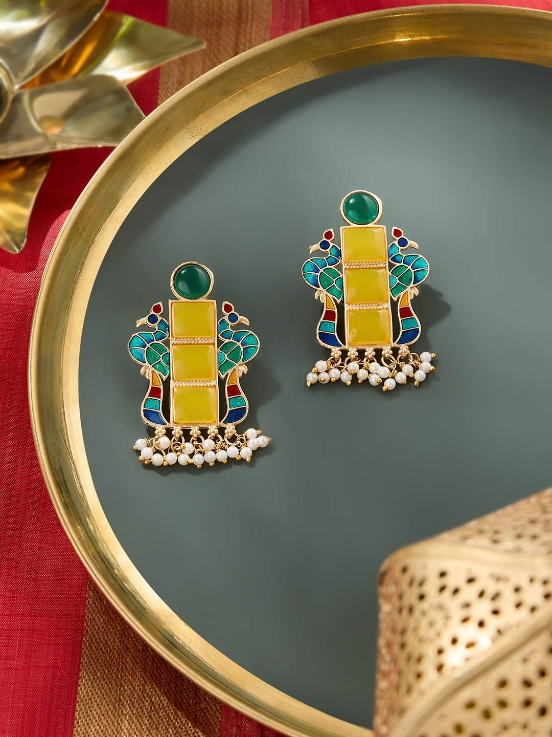 

Zaveri Pearls Contemporary Drop Earrings, Multi