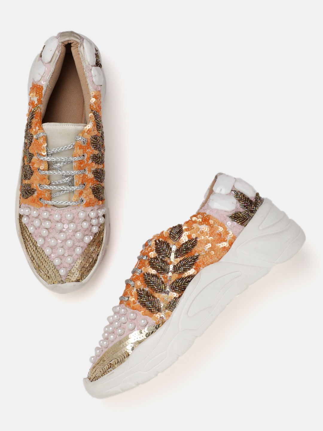 

ZORI WORLD Women Textured Sneakers, Orange