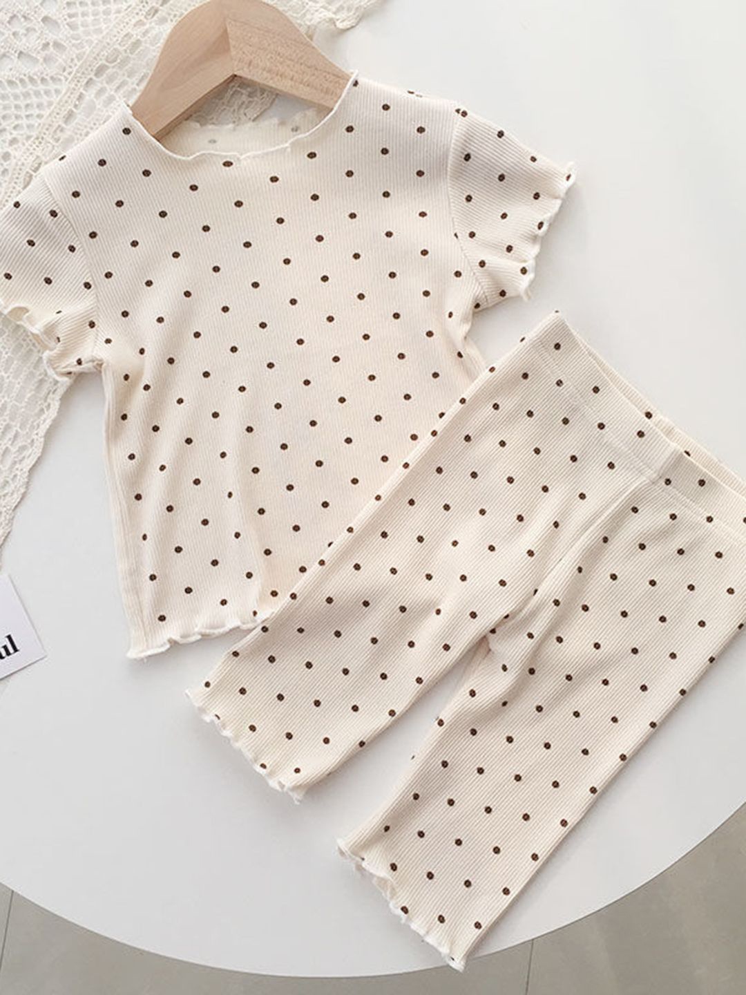 

YK Printed T-shirt with Trousers, Beige