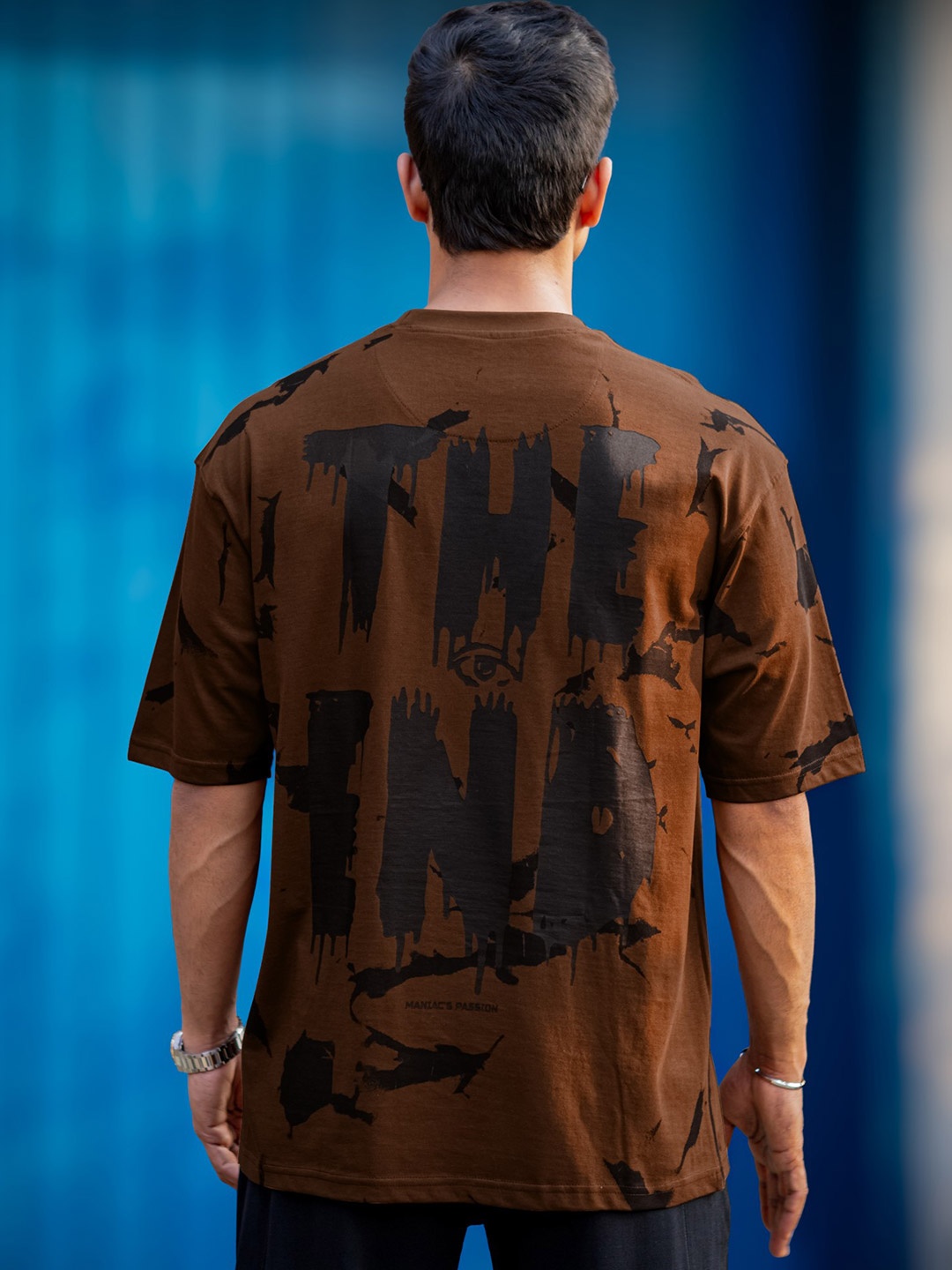 

Maniac Men Typography Printed Pockets T-shirt, Brown