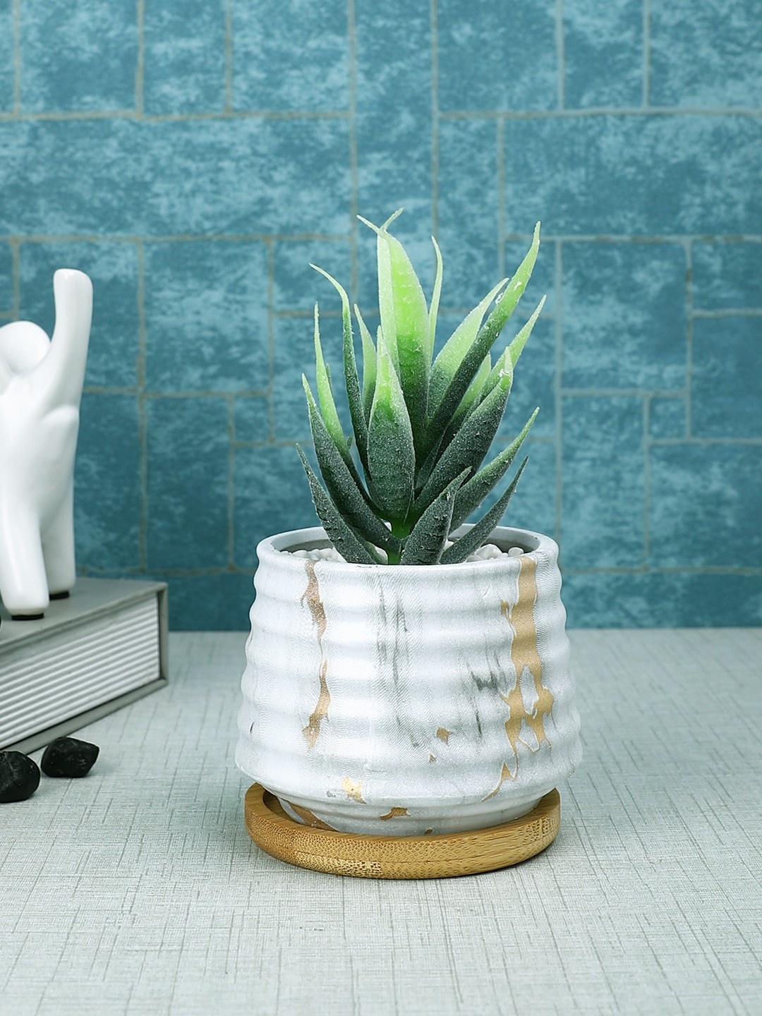 

Myntra Elegant Homes White & Green Succulent Artificial Plant With Pot