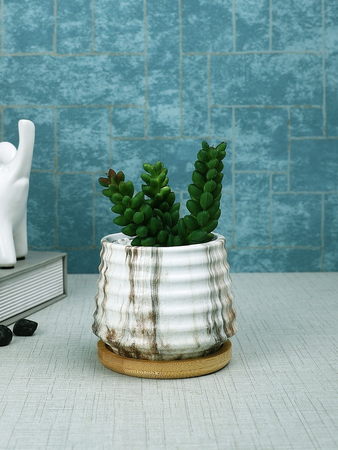 

Myntra Elegant Homes White & Green Artificial Plant With Pot