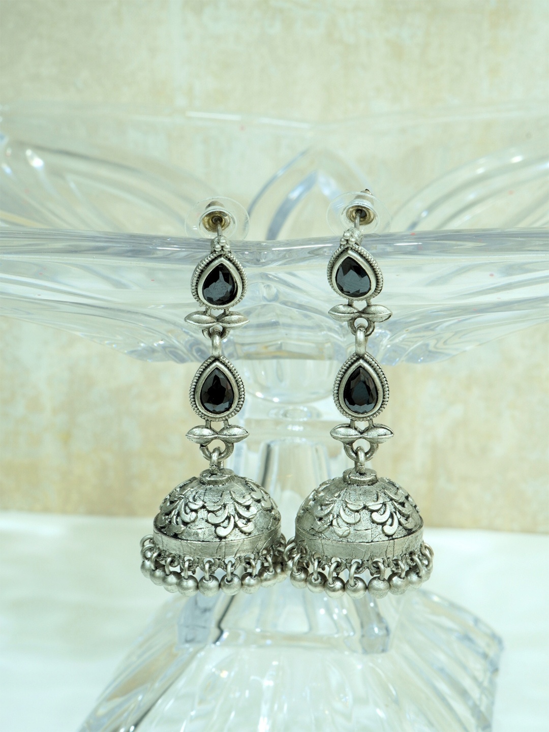 

inc63-for elites Contemporary Jhumkas Earrings, Silver