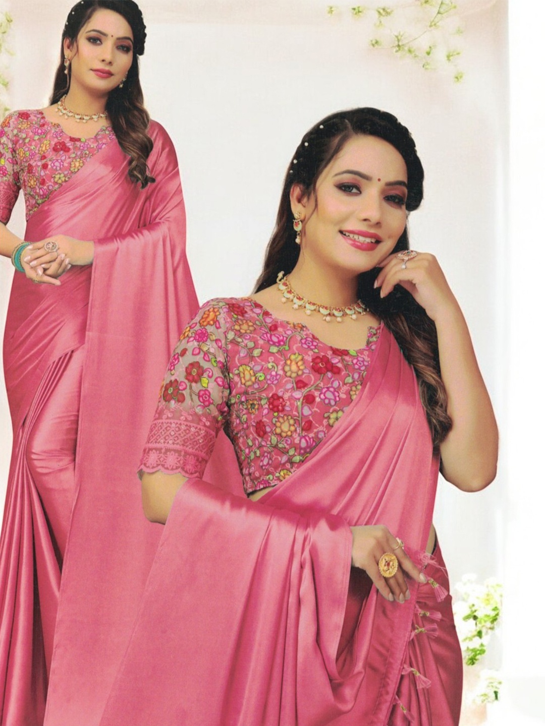 

SHOPPKEE Banarasi Saree, Pink