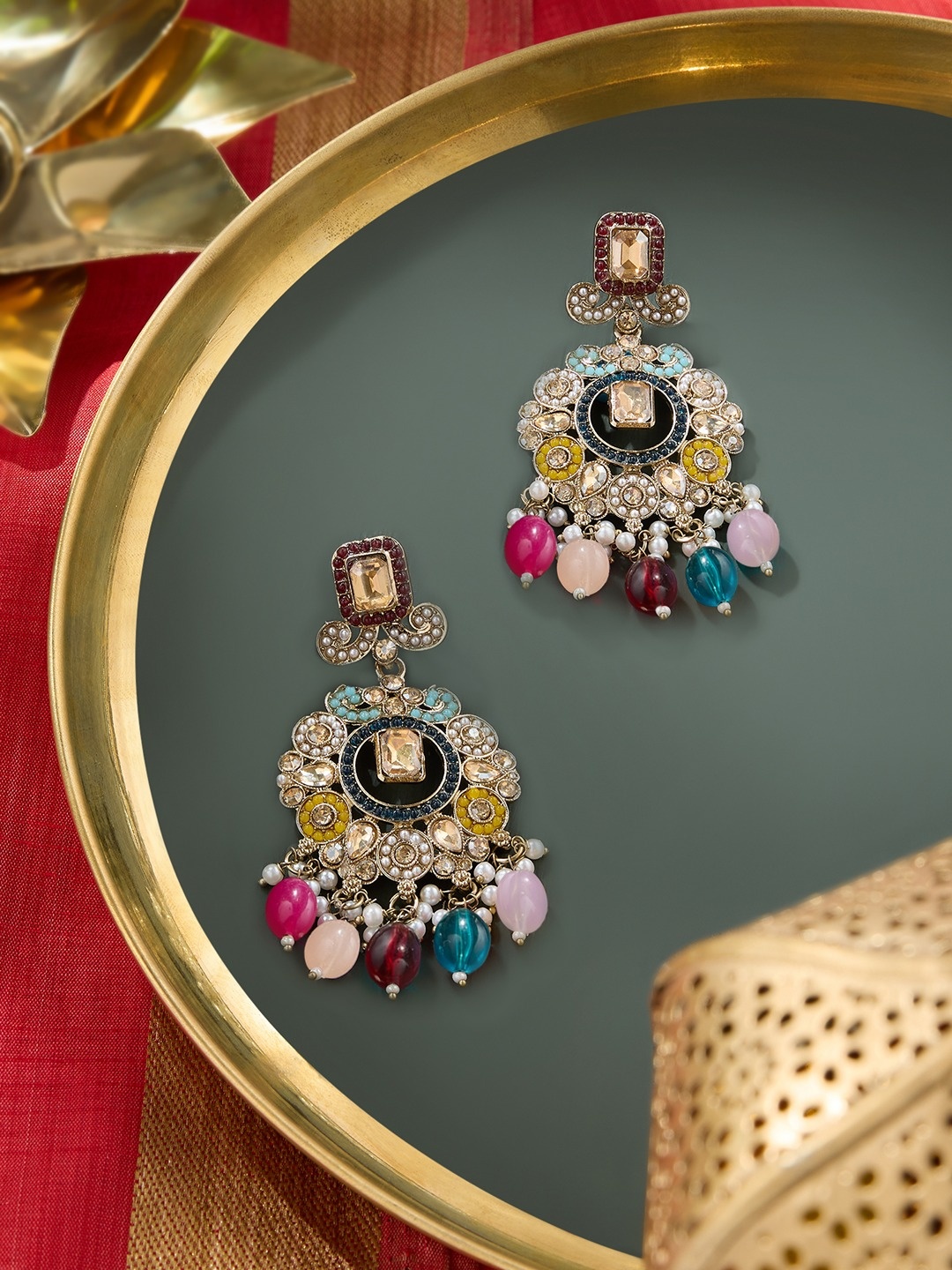 

Zaveri Pearls Contemporary Drop Earrings, Multi