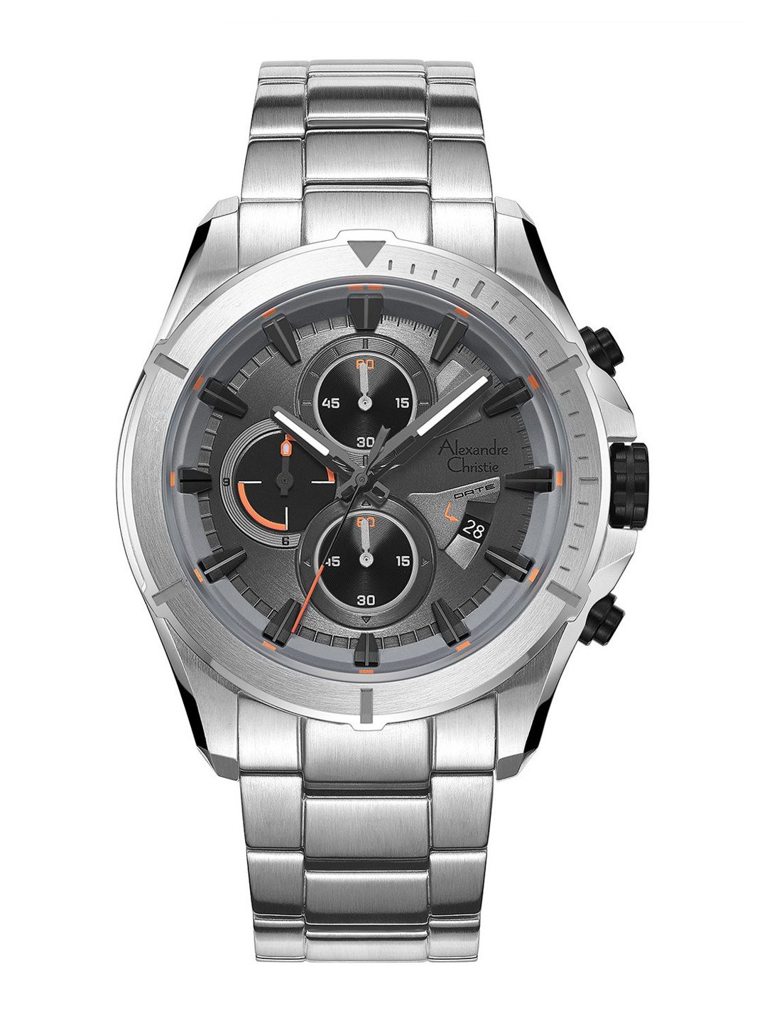 

Alexandre Christie Men Dial & Stainless Steel Bracelet Style Straps Analogue Watch 6677MCBSSGROR, Silver