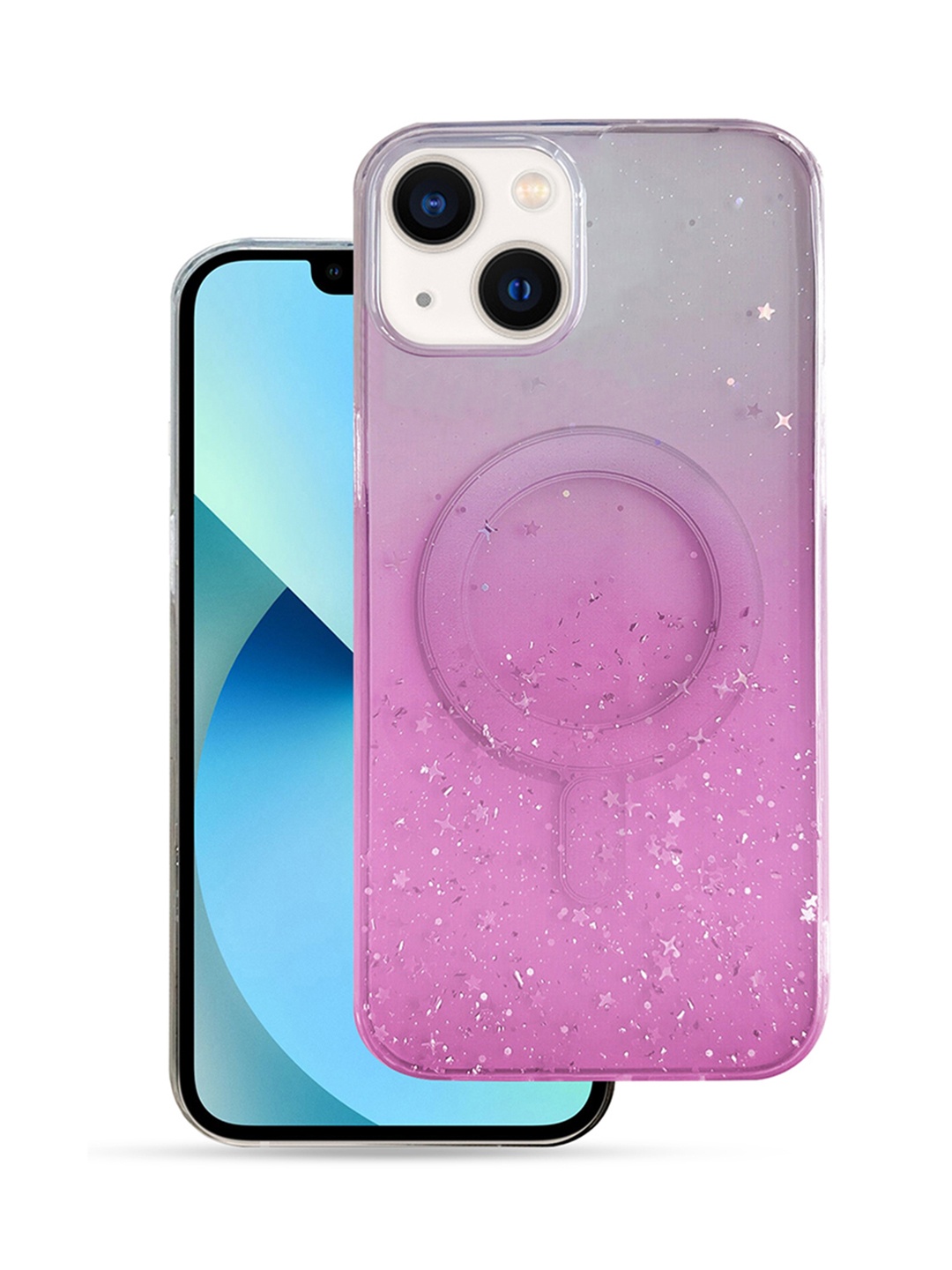 

QRIOH Geometric Printed iPhone 14 Back Case Mobile Accessories, Pink