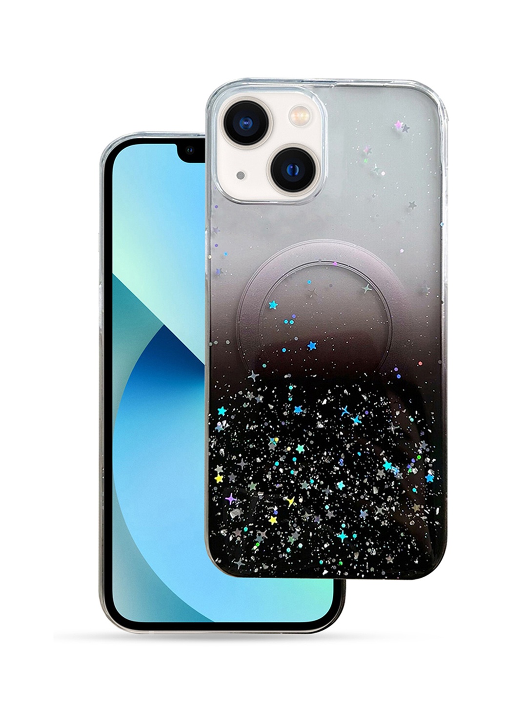 

QRIOH Geometric Printed iPhone 14 Back Case Mobile Accessories, Black