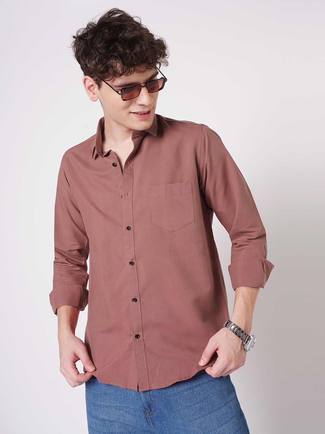 

TRYBUY.IN Men Modern Opaque Party Shirt, Beige