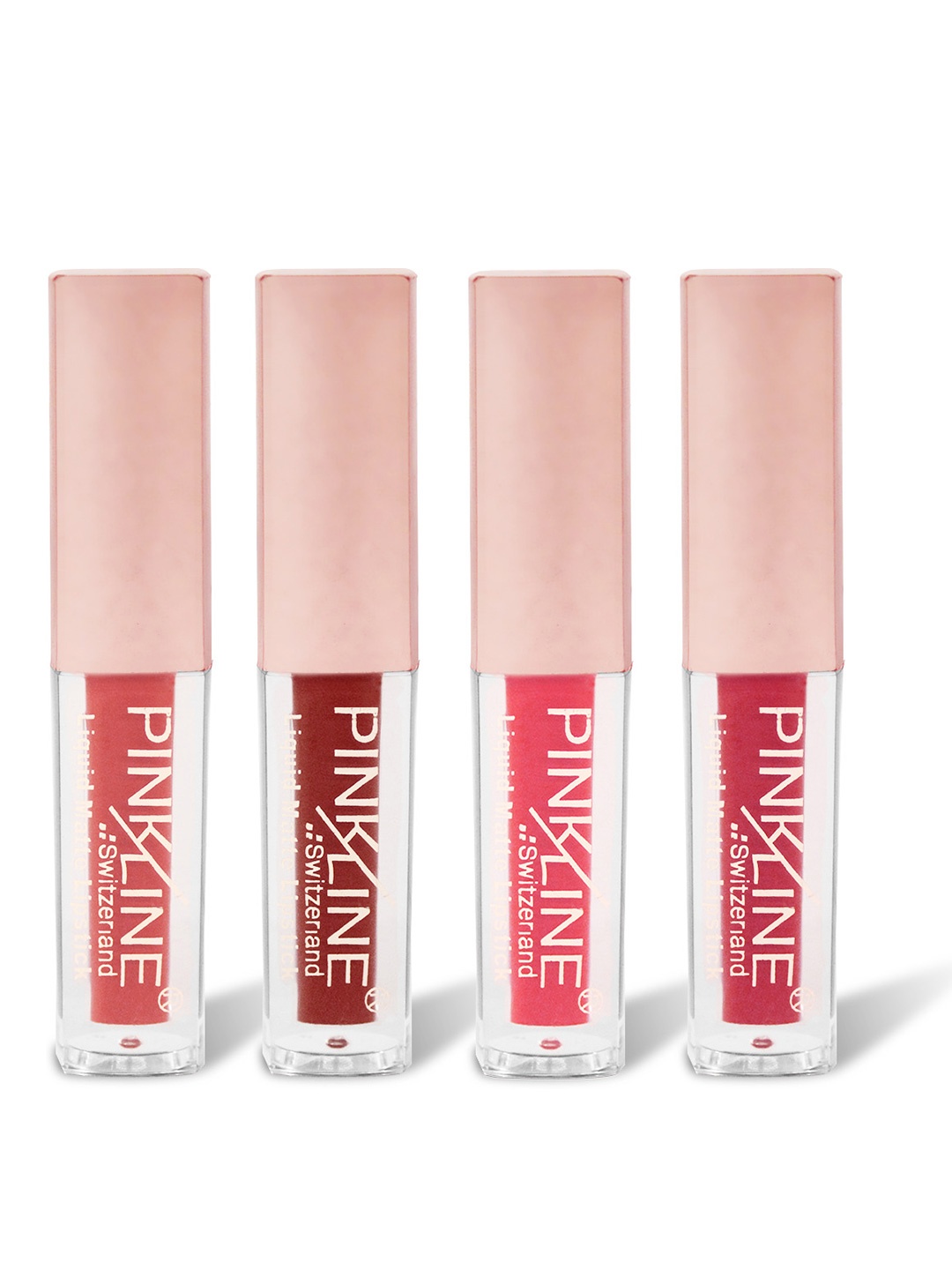 

PINK LINE Set Of 4 Long Lasting Mate Liquid Lipstick - 4ml Each - 21-22-23-24, Red