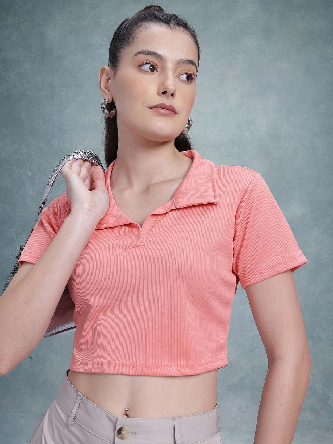 

The Roadster Lifestyle Co. Boxy Crop Top, Peach