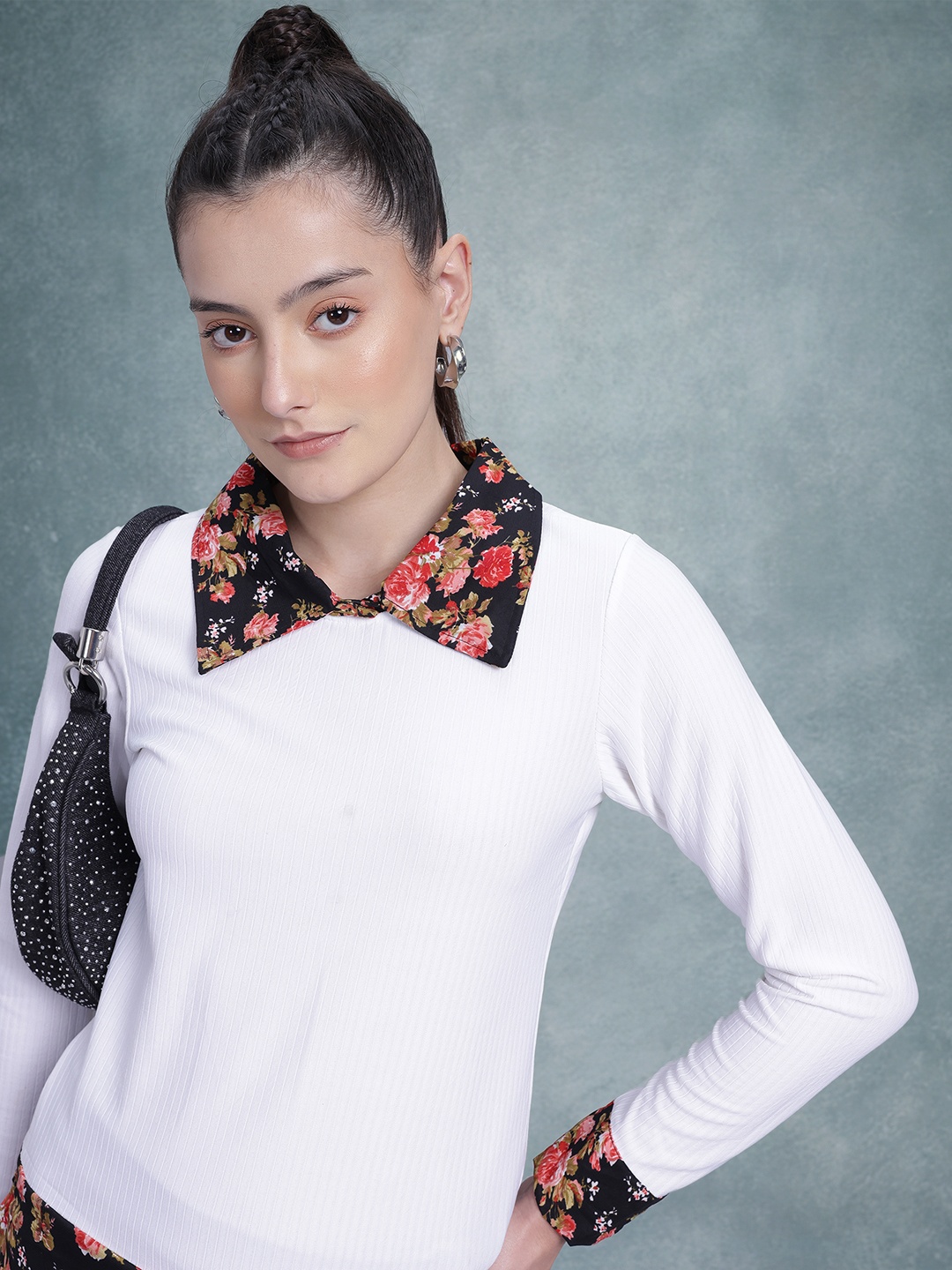 

The Roadster Lifestyle Co. Ribbed Shirt Style Top, White