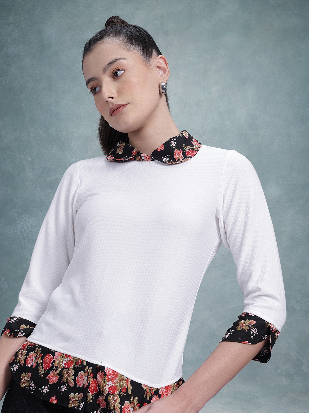 

The Roadster Lifestyle Co. Ribbed Shirt Style Top, White