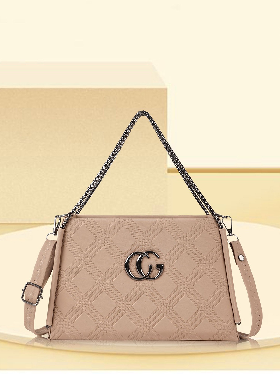 

STARWINGS Women Solid Sling Bag With Quilted, Beige
