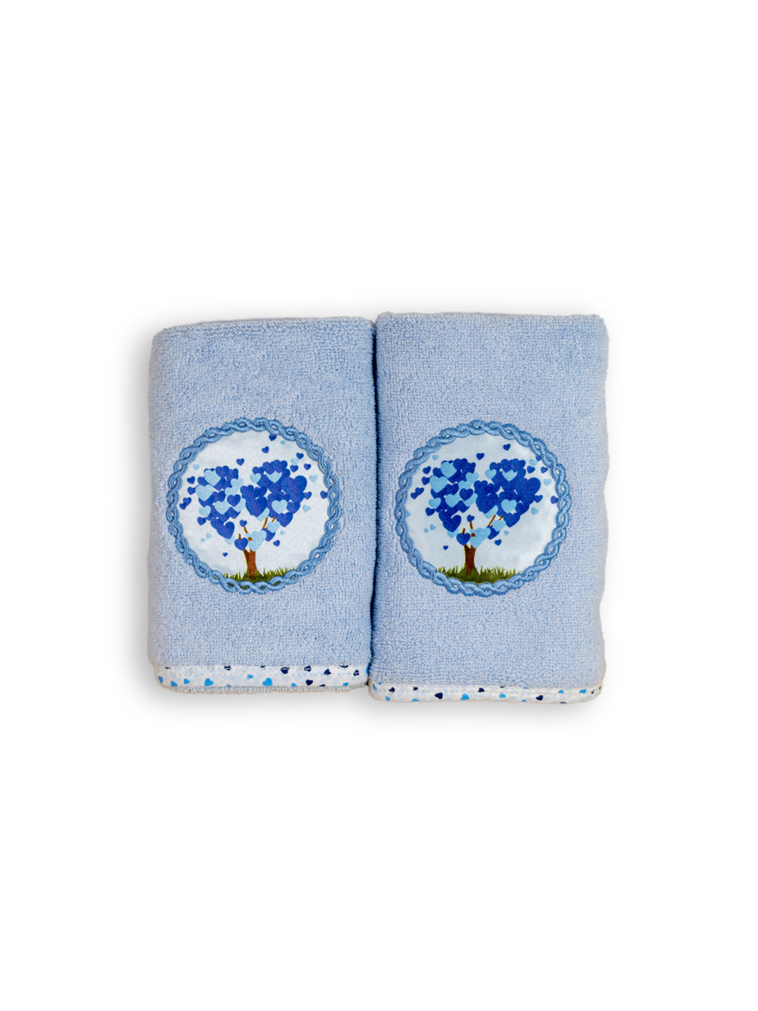 

Myntra Elegant Homes 2 Pieces Blue & White Love Tree Printed Cotton 500 GSM Hand Towels