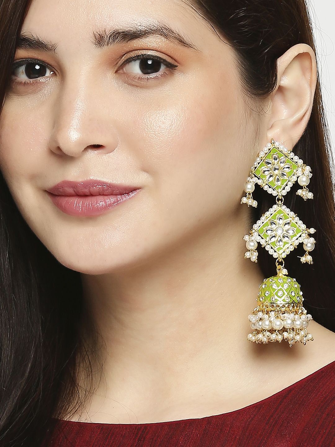 

Anouk Kundan Studded Dome Shaped Jhumkas, Gold
