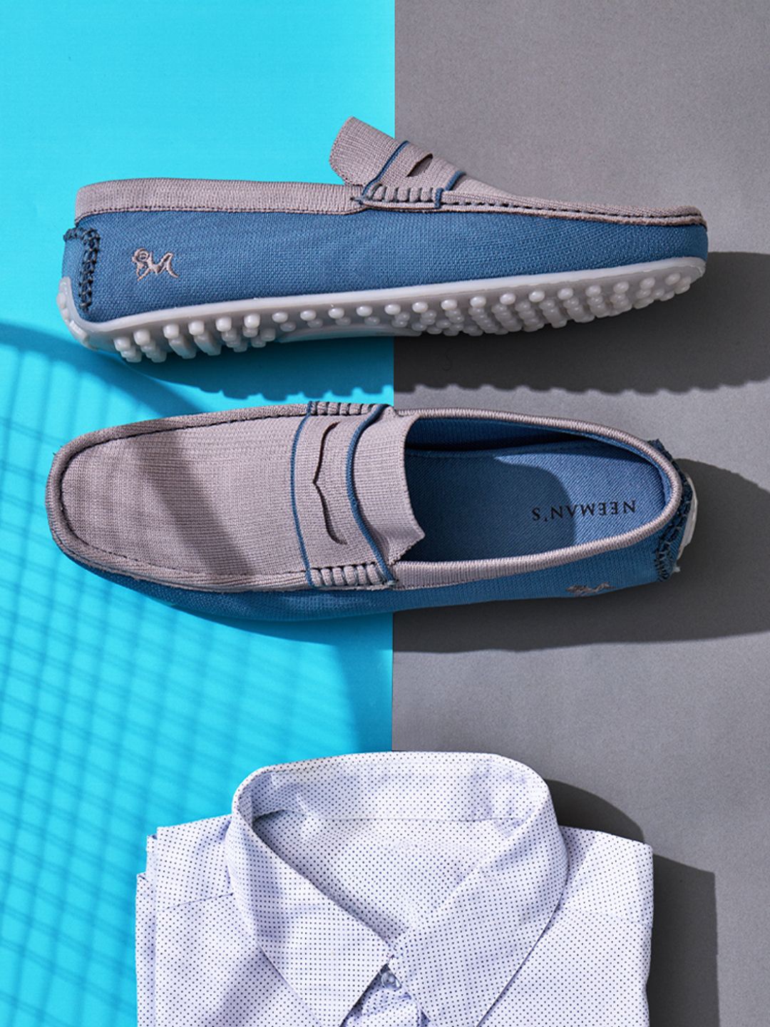 

NEEMANS Men Colourblocked Loafers, Grey