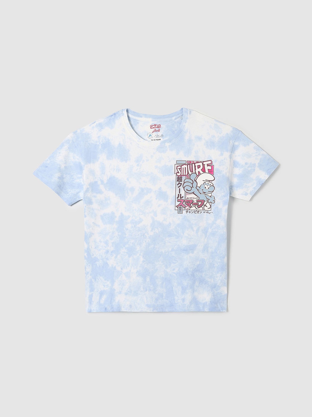 

max Girls Dyed Round Neck Cotton T-shirt, Blue